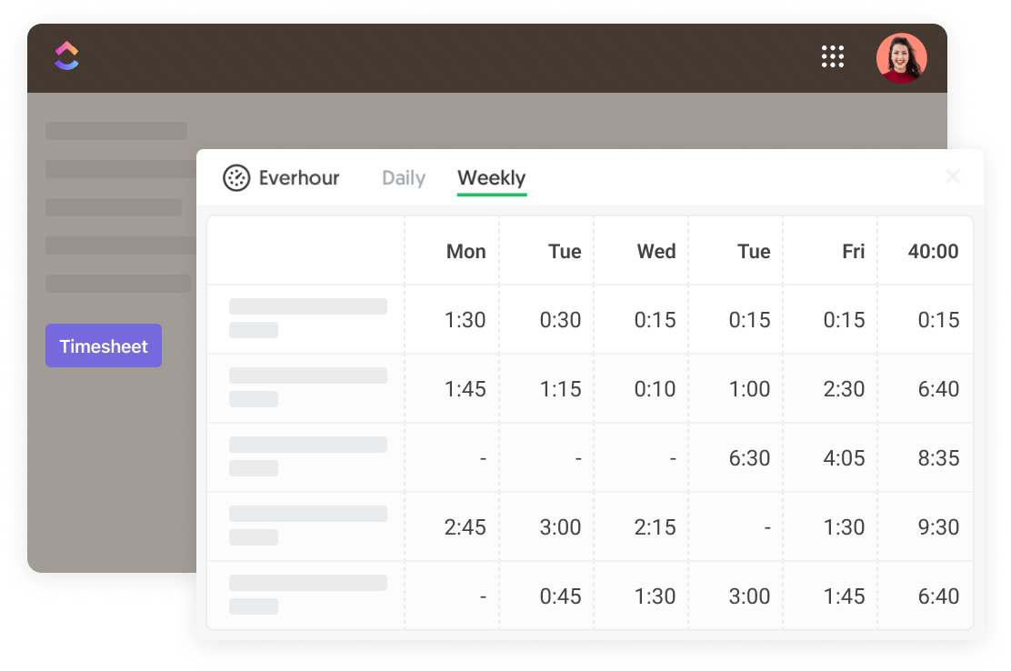 Timesheet button